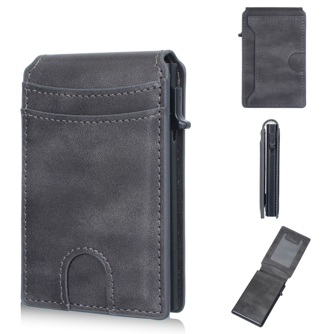 🔥2026 New Wallet for Men - Pop Up Case, Cash Slot, and Credit Card Slot - Aluminum Wallet with RFID Blocking, Minimalist Leather Wallet Front Pocket with ID Window