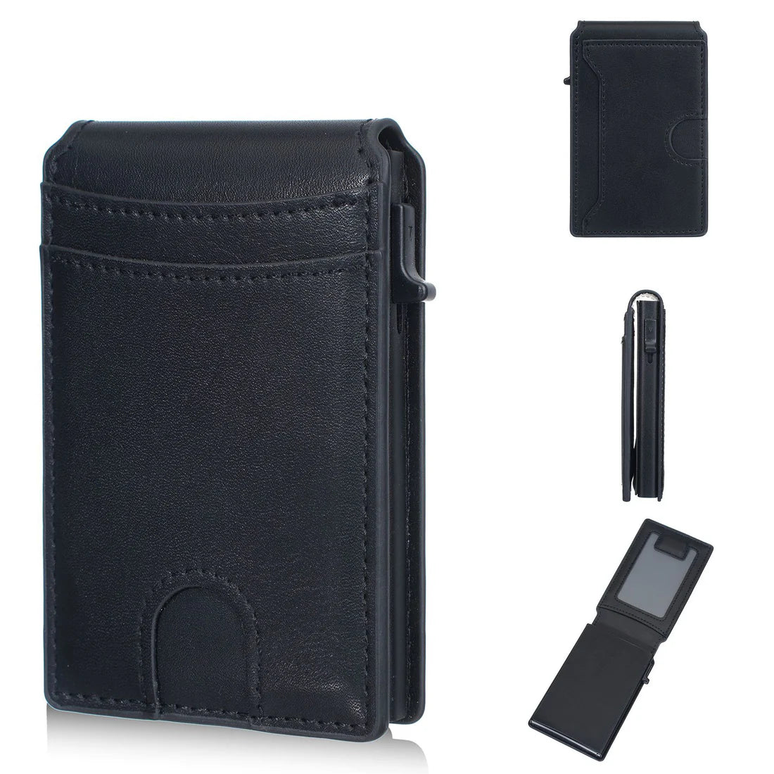 🔥2026 New Wallet for Men - Pop Up Case, Cash Slot, and Credit Card Slot - Aluminum Wallet with RFID Blocking, Minimalist Leather Wallet Front Pocket with ID Window