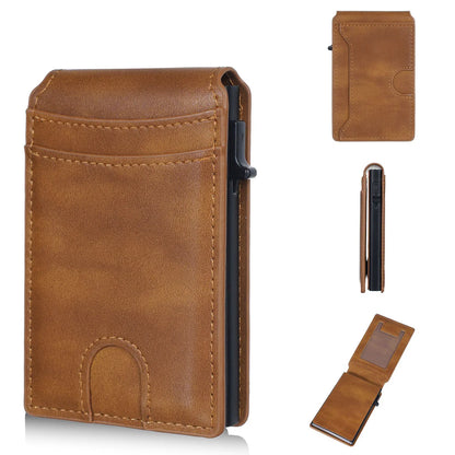 🔥2026 New Wallet for Men - Pop Up Case, Cash Slot, and Credit Card Slot - Aluminum Wallet with RFID Blocking, Minimalist Leather Wallet Front Pocket with ID Window