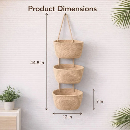 ⏳ LIMITED-TIME MEGA SALE | Getnexy™ 🧺Woven cotton 3-Tier Over the Door Basket, Wall-Mounted Jute Storage Organizer🔥