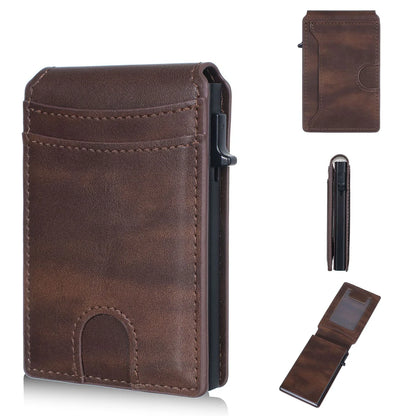🔥2026 New Wallet for Men - Pop Up Case, Cash Slot, and Credit Card Slot - Aluminum Wallet with RFID Blocking, Minimalist Leather Wallet Front Pocket with ID Window