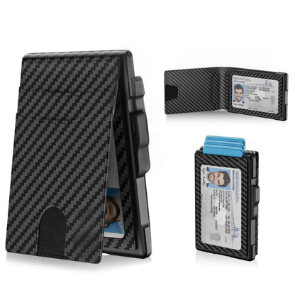 🔥2026 New Wallet for Men - Pop Up Case, Cash Slot, and Credit Card Slot - Aluminum Wallet with RFID Blocking, Minimalist Leather Wallet Front Pocket with ID Window