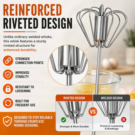 ⏳ LIMITED-TIME MEGA SALE | Getnexy™ 🥄✨ Stainless Steel Hand-Push Rotary Whisk – Effortless Mixing in Seconds!