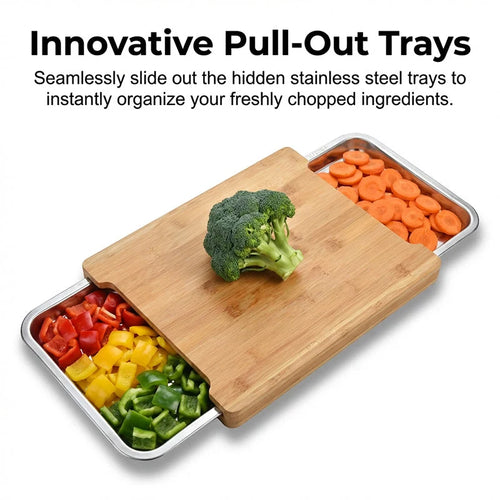 ⏳ LIMITED-TIME MEGA SALE | Getnexy™  🥕🔪Wooden Cutting Board with Slide-Out Trays