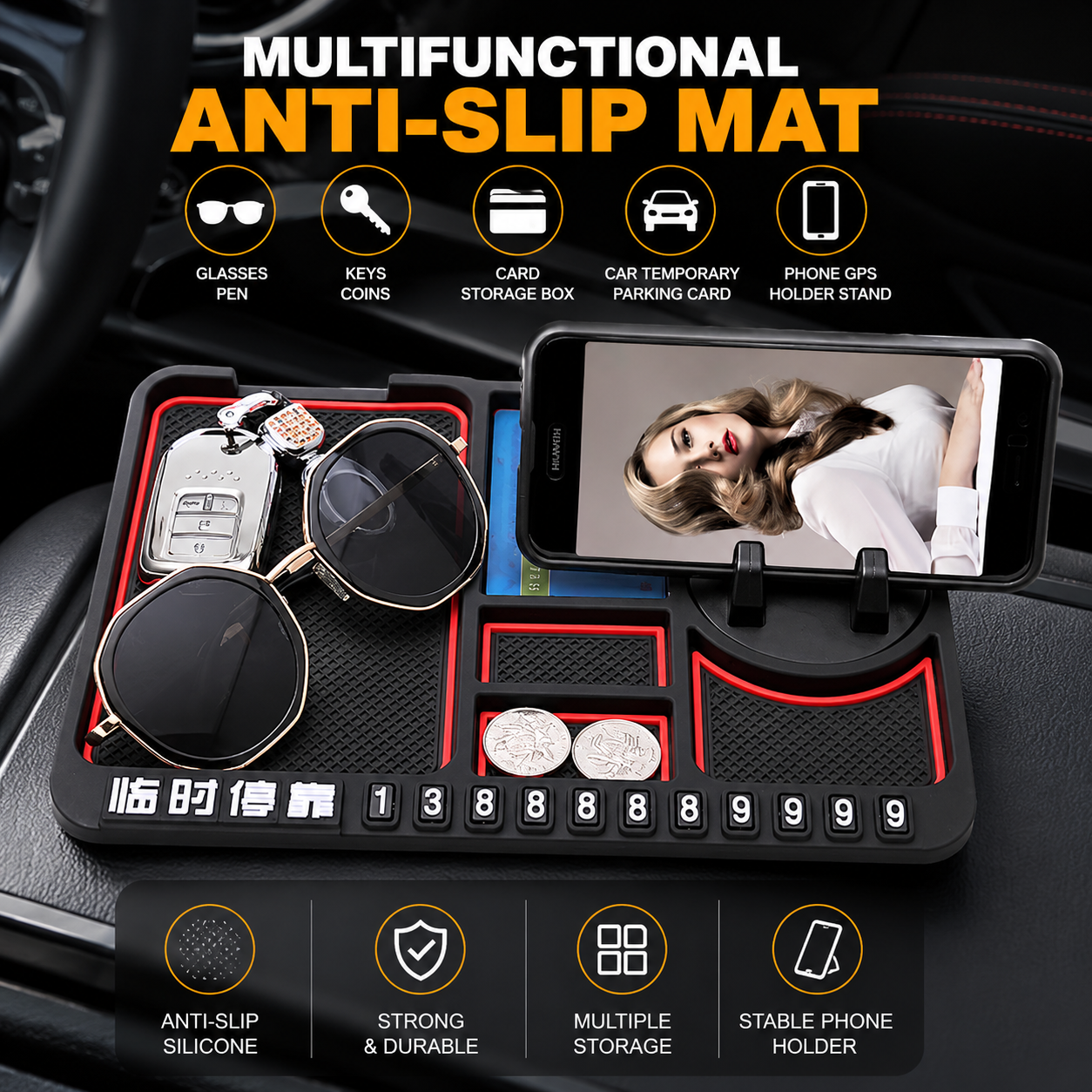 ⏳ LIMITED-TIME MEGA SALE | Getnexy™ !  Car Anti-Slip Mat Panel Silicone Phone Holder