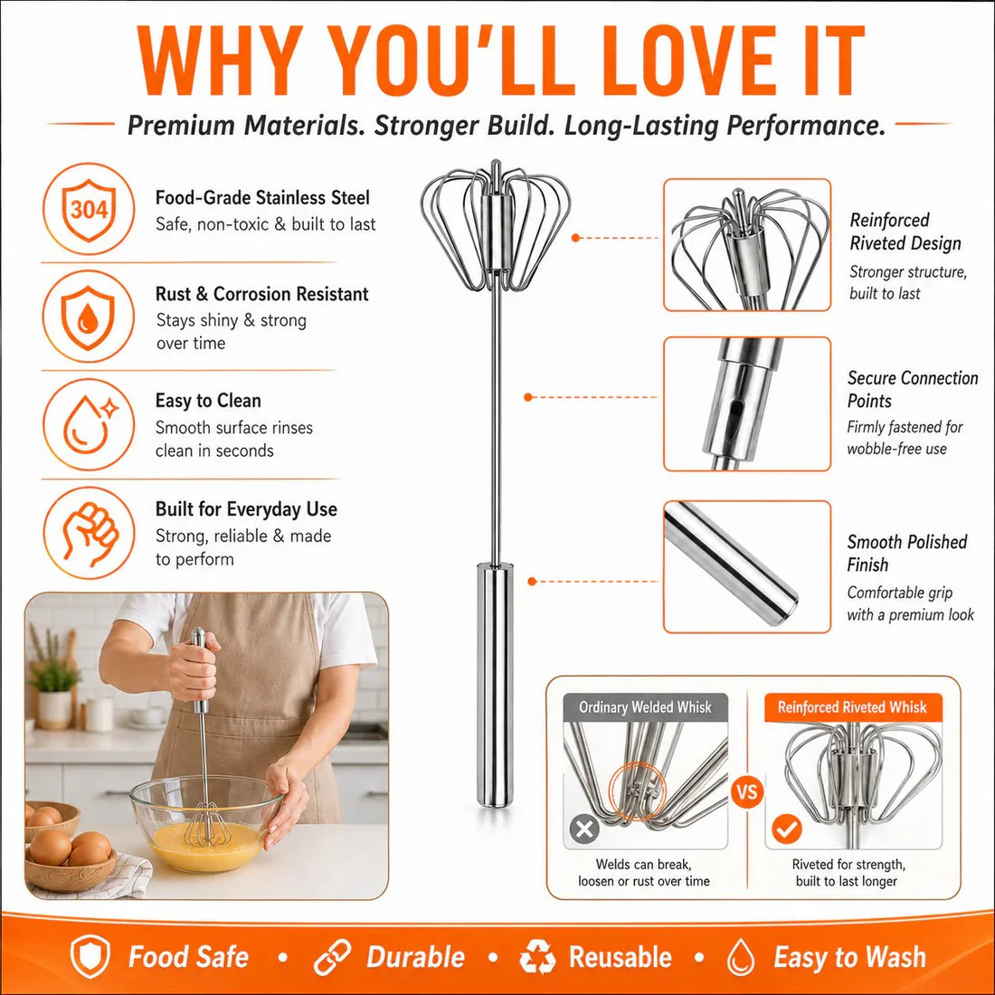 ⏳ LIMITED-TIME MEGA SALE | Getnexy™ 🥄✨ Stainless Steel Hand-Push Rotary Whisk – Effortless Mixing in Seconds!