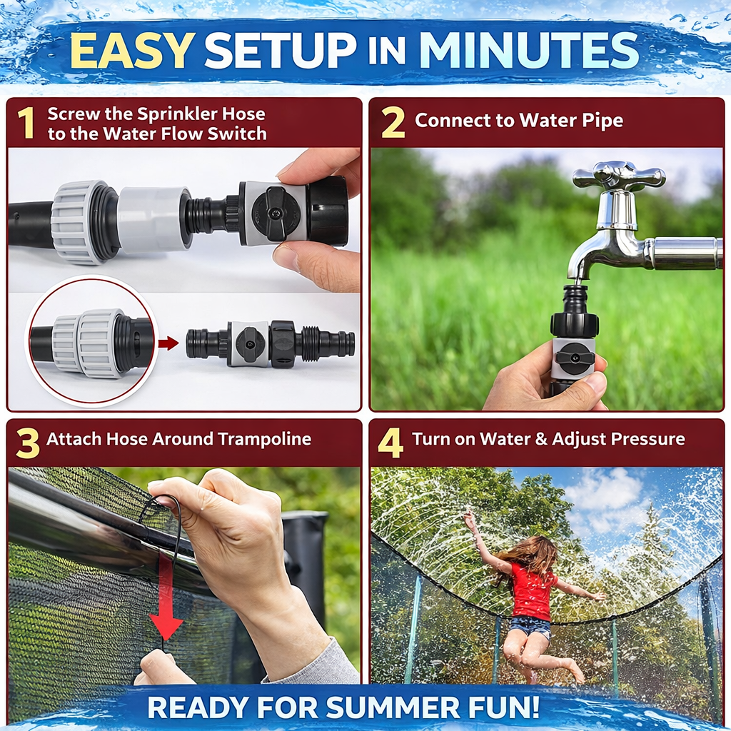 Trampoline Water Sprinkler – Summer Cooling Spray for Kids