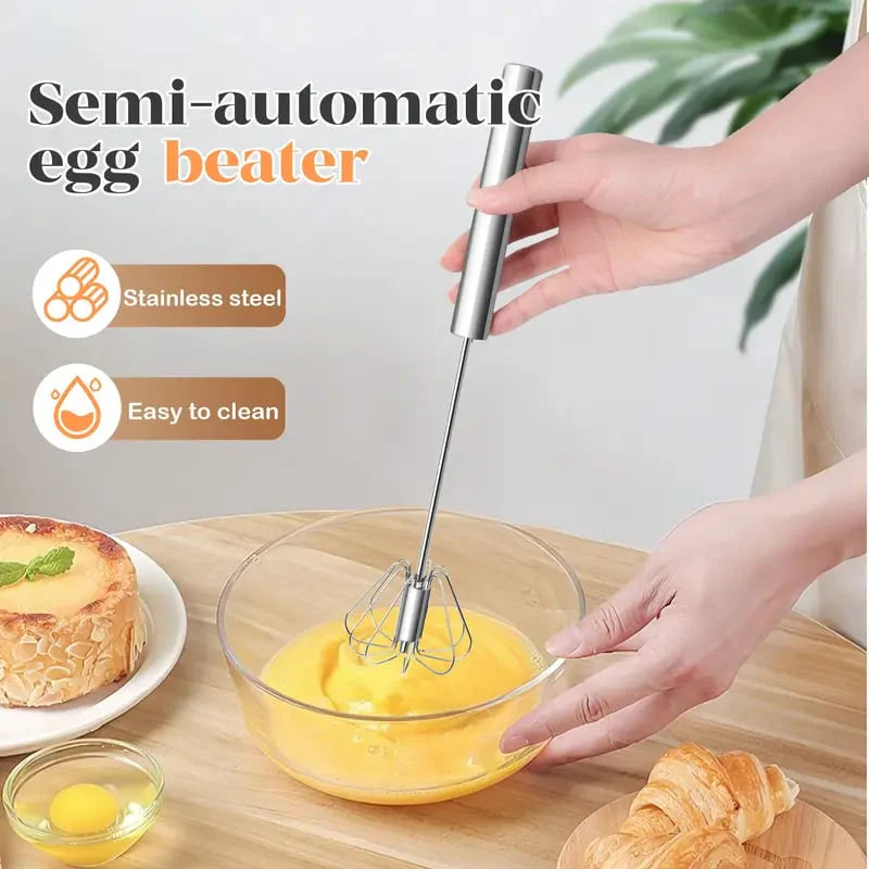 ⏳ LIMITED-TIME MEGA SALE | Getnexy™ 🥄✨ Stainless Steel Hand-Push Rotary Whisk – Effortless Mixing in Seconds!
