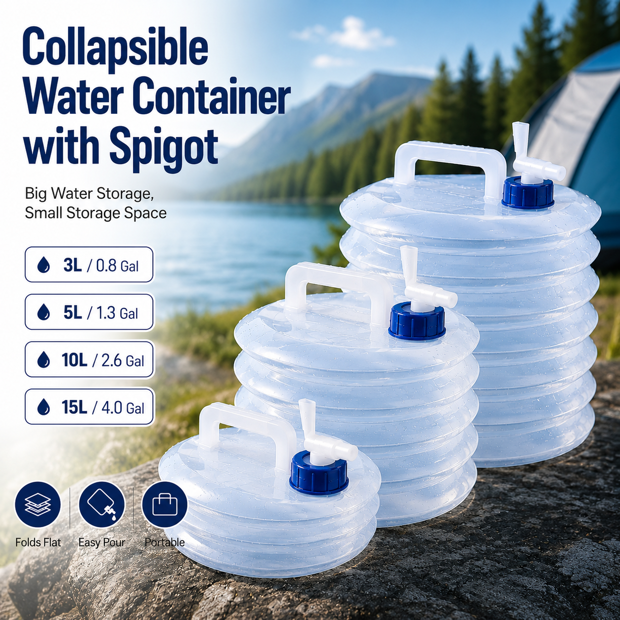 ⏳ LIMITED-TIME MEGA SALE | Getnexy™ 💧 – Collapsible Water Container with Spigot