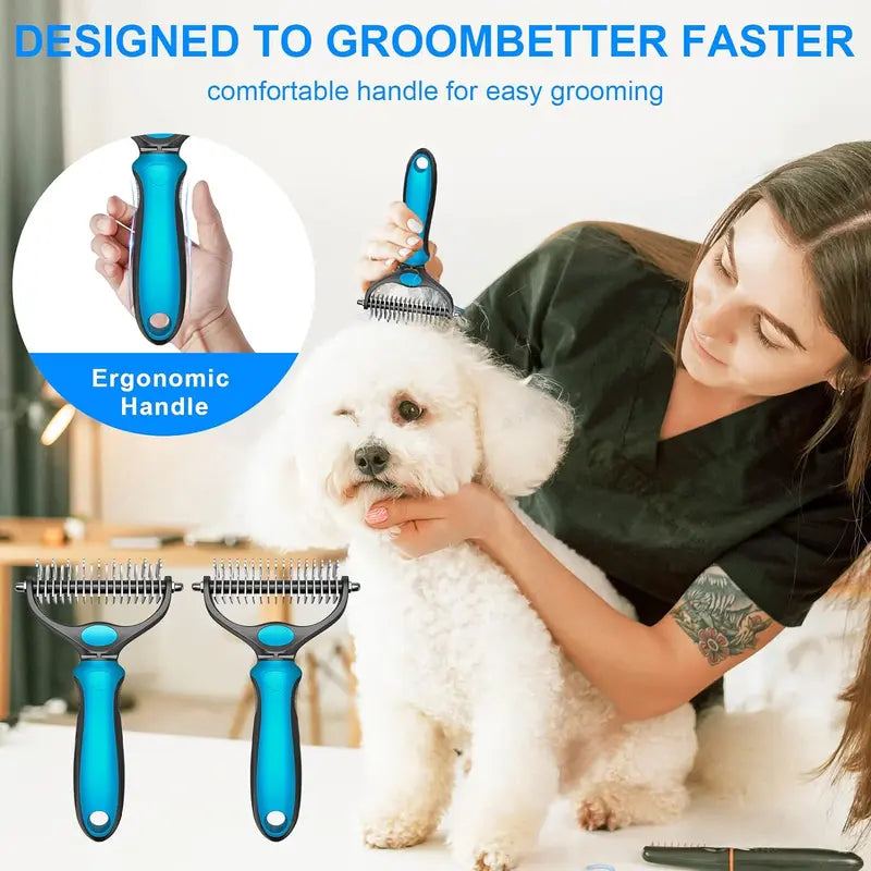⏳ LIMITED-TIME MEGA SALE | Getnexy™ 🐾Double-Sided Pet Grooming Brush – Hurtless Shedding & Dematting Undercoat Rake for Dogs and Cats