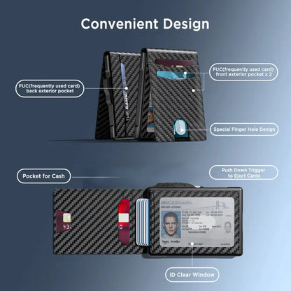 🔥2026 New Wallet for Men - Pop Up Case, Cash Slot, and Credit Card Slot - Aluminum Wallet with RFID Blocking, Minimalist Leather Wallet Front Pocket with ID Window