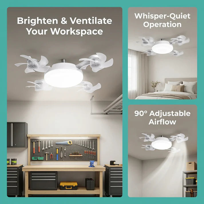 ⏳ LIMITED-TIME MEGA SALE | Getnexy™ 🔥2026 New E27 2-in-1 Fan Light | Silent Remote LED Cooling Combo
