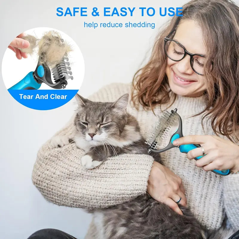 ⏳ LIMITED-TIME MEGA SALE | Getnexy™ 🐾Double-Sided Pet Grooming Brush – Hurtless Shedding & Dematting Undercoat Rake for Dogs and Cats