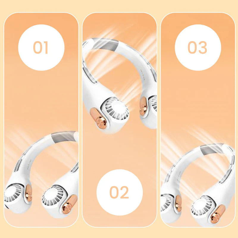 Neck Air Conditioner Fan – Ultra‑quiet, 360° rotating, 3 speeds. Hands‑free cooling, long battery. Summer essential! 😎🌬️