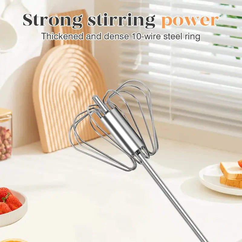 ⏳ LIMITED-TIME MEGA SALE | Getnexy™ 🥄✨ Stainless Steel Hand-Push Rotary Whisk – Effortless Mixing in Seconds!