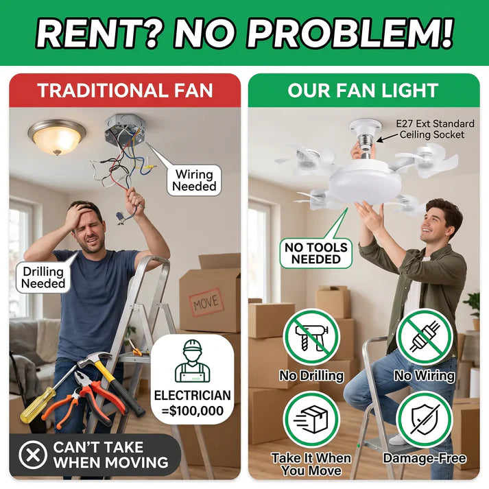 ⏳ LIMITED-TIME MEGA SALE | Getnexy™ 🔥2026 New E27 2-in-1 Fan Light | Silent Remote LED Cooling Combo
