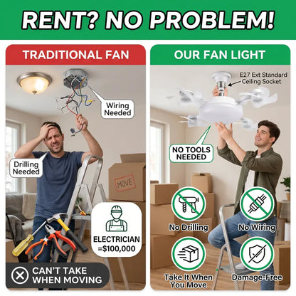 ⏳ LIMITED-TIME MEGA SALE | Getnexy™ 🔥2026 New E27 2-in-1 Fan Light | Silent Remote LED Cooling Combo