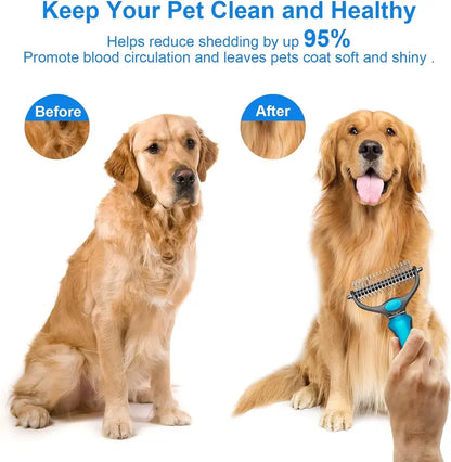 ⏳ LIMITED-TIME MEGA SALE | Getnexy™ 🐾Double-Sided Pet Grooming Brush – Hurtless Shedding & Dematting Undercoat Rake for Dogs and Cats