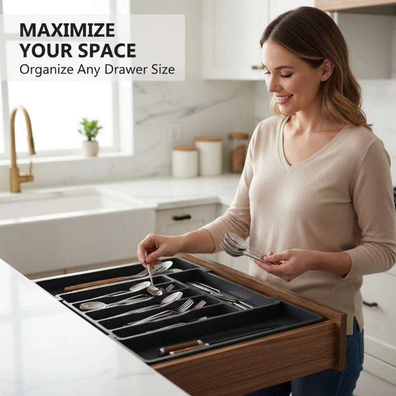 Extendable Kitchen Cutlery Storage Organizer