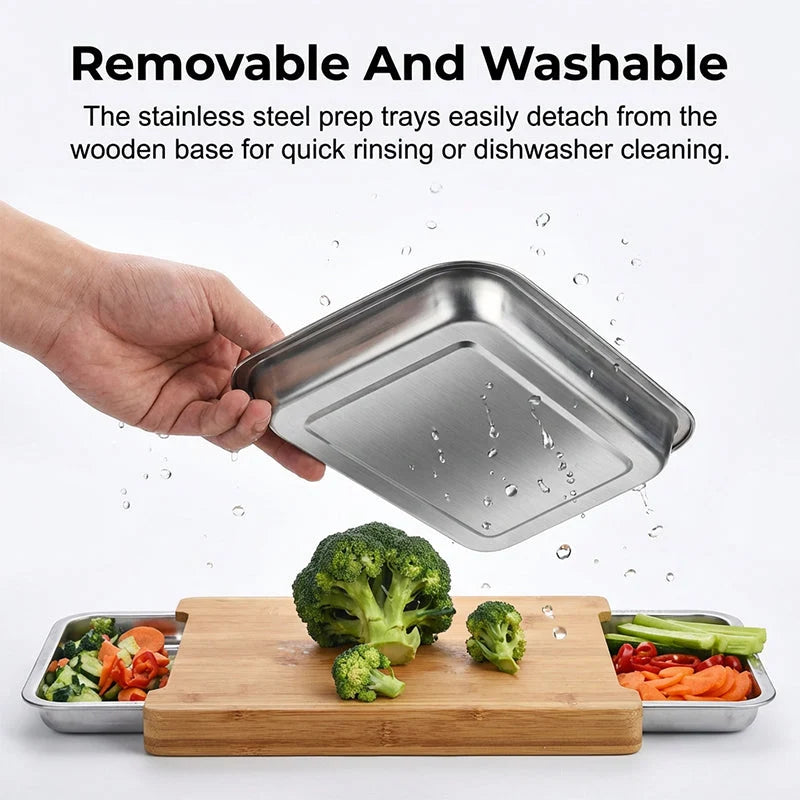 ⏳ LIMITED-TIME MEGA SALE | Getnexy™  🥕🔪Wooden Cutting Board with Slide-Out Trays