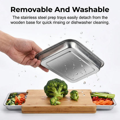⏳ LIMITED-TIME MEGA SALE | Getnexy™  🥕🔪Wooden Cutting Board with Slide-Out Trays