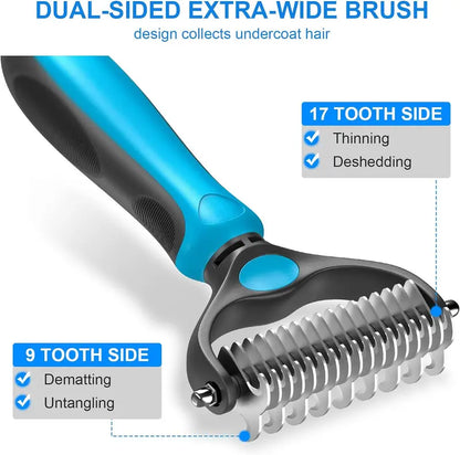 ⏳ LIMITED-TIME MEGA SALE | Getnexy™ 🐾Double-Sided Pet Grooming Brush – Hurtless Shedding & Dematting Undercoat Rake for Dogs and Cats