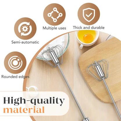 ⏳ LIMITED-TIME MEGA SALE | Getnexy™ 🥄✨ Stainless Steel Hand-Push Rotary Whisk – Effortless Mixing in Seconds!