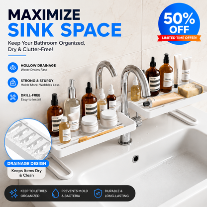 ⏳ LIMITED-TIME MEGA SALE | Getnexy™ No-Drill Kitchen Sink Sponge Holder & Drain Rack