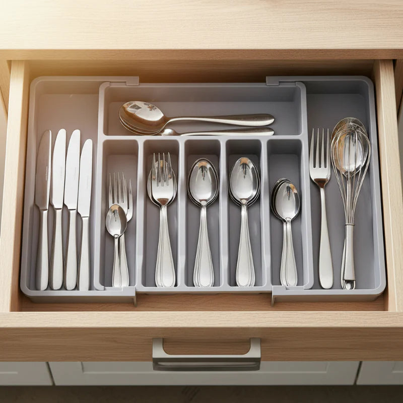 Extendable Kitchen Cutlery Storage Organizer