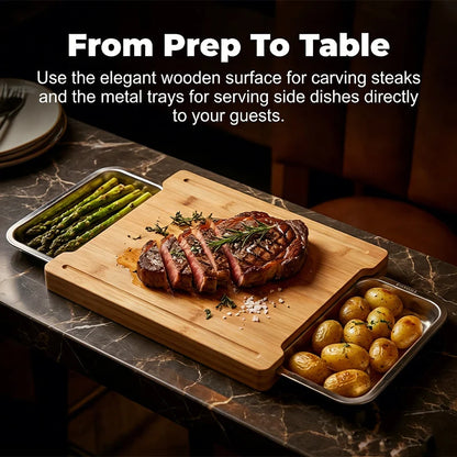 ⏳ LIMITED-TIME MEGA SALE | Getnexy™  🥕🔪Wooden Cutting Board with Slide-Out Trays