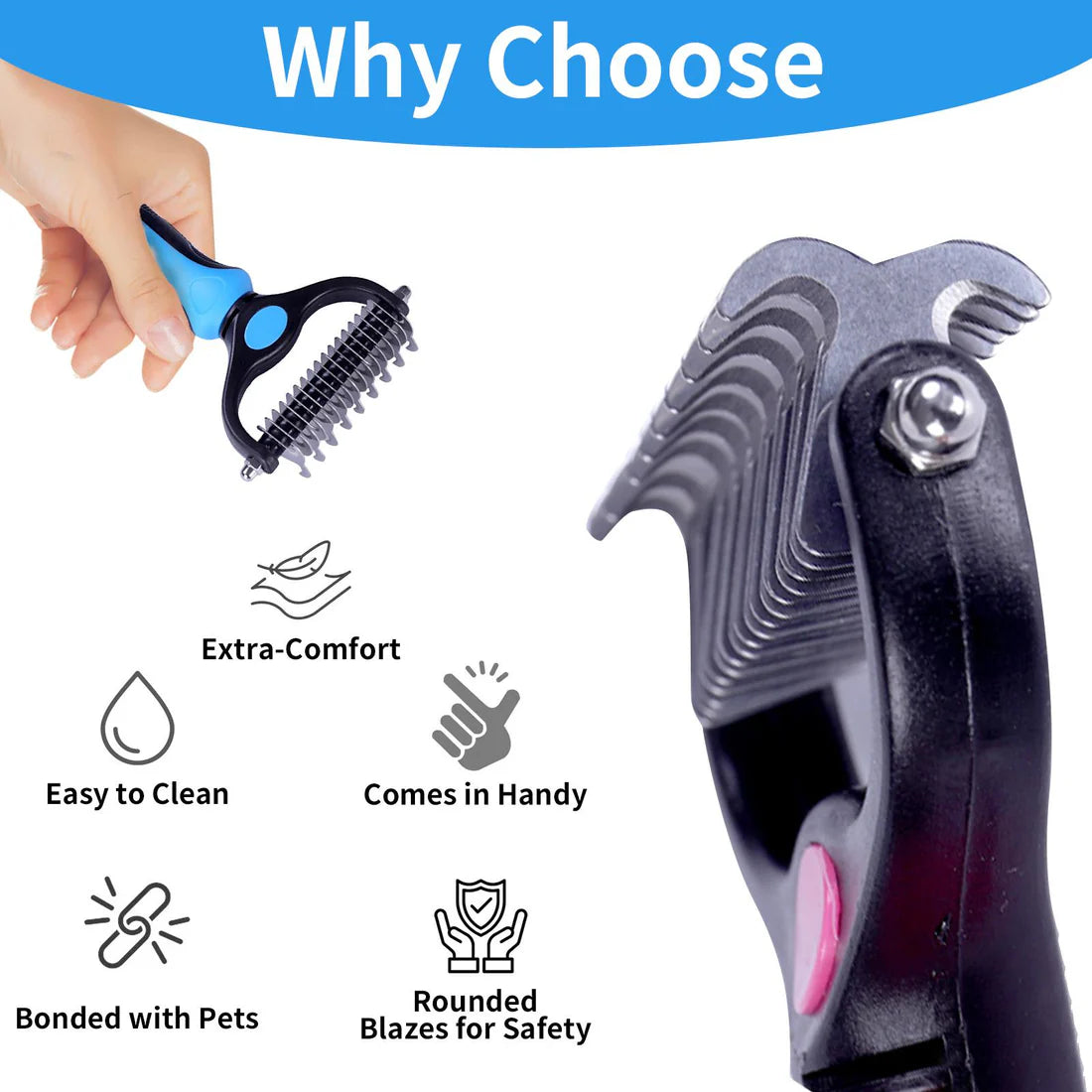 ⏳ LIMITED-TIME MEGA SALE | Getnexy™ 🐾Double-Sided Pet Grooming Brush – Hurtless Shedding & Dematting Undercoat Rake for Dogs and Cats