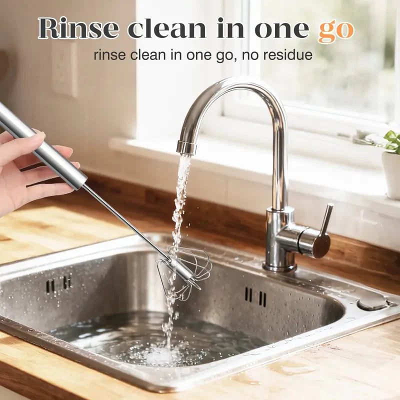 ⏳ LIMITED-TIME MEGA SALE | Getnexy™ 🥄✨ Stainless Steel Hand-Push Rotary Whisk – Effortless Mixing in Seconds!