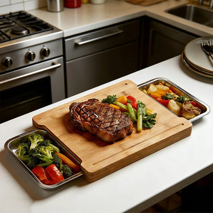 ⏳ LIMITED-TIME MEGA SALE | Getnexy™  🥕🔪Wooden Cutting Board with Slide-Out Trays