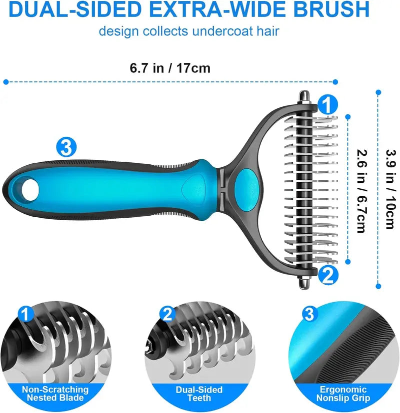 ⏳ LIMITED-TIME MEGA SALE | Getnexy™ 🐾Double-Sided Pet Grooming Brush – Hurtless Shedding & Dematting Undercoat Rake for Dogs and Cats