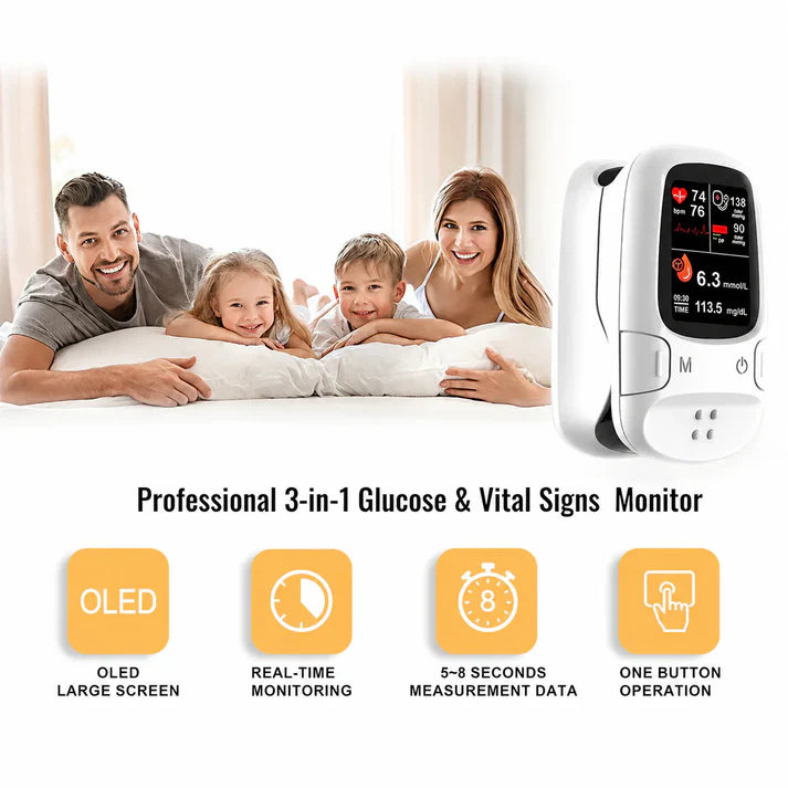⏳ LIMITED-TIME MEGA SALE | Getnexy™  Professional 3-in-1 Glucose & Vital Signs Monitor