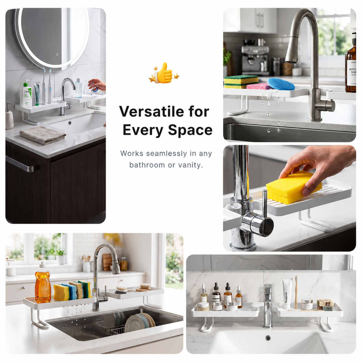 ⏳ LIMITED-TIME MEGA SALE | Getnexy™ No-Drill Kitchen Sink Sponge Holder & Drain Rack