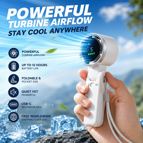 ⏳ LIMITED-TIME MEGA SALE | Getnexy™ 🔥Hand folding high-speed turbine fan