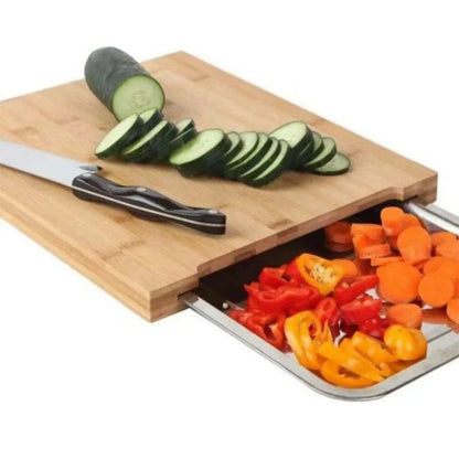 ⏳ LIMITED-TIME MEGA SALE | Getnexy™  🥕🔪Wooden Cutting Board with Slide-Out Trays